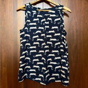 LOFT Navy Animal Print Tank Top